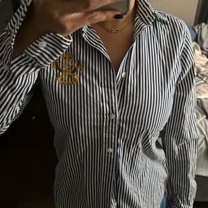 RALPH LAUREN BLUE STRIPED BUTTON DOWN SHIRT SIZE 8